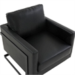 LeisureMod Lincoln Modern Leather Arm Chair with Black Steel Frame Black