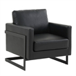 LeisureMod Lincoln Modern Leather Arm Chair with Black Steel Frame Black