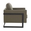 LeisureMod Lincoln Modern Leather Arm Chair with Black Steel Frame Gray