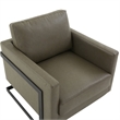 LeisureMod Lincoln Modern Leather Arm Chair with Black Steel Frame Gray