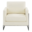 LeisureMod Lincoln Modern Leather Arm Chair with Black Steel Frame White