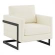 LeisureMod Lincoln Modern Leather Arm Chair with Black Steel Frame White