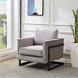 LeisureMod Lincoln Modern Velvet Arm Chair with Black Steel Frame Light Gray
