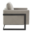 LeisureMod Lincoln Modern Velvet Arm Chair with Black Steel Frame Light Gray