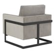 LeisureMod Lincoln Modern Velvet Arm Chair with Black Steel Frame Light Gray