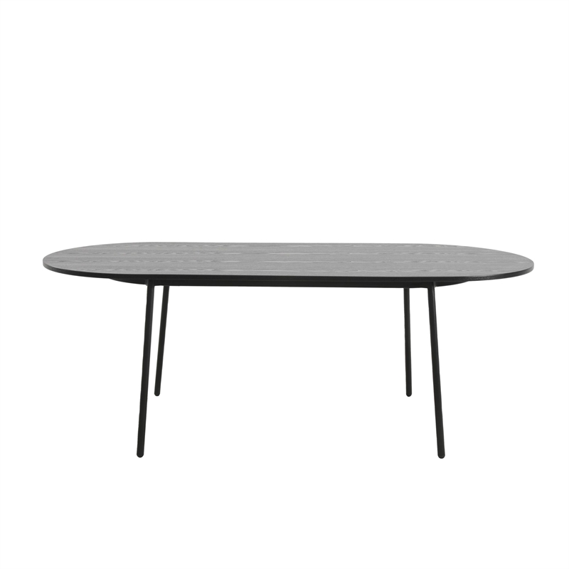 LeisureMod Tule Oval Mid-Century Wood Dining Table in Black