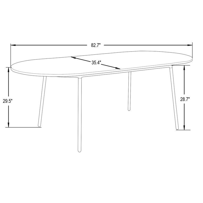 LeisureMod Tule Oval Mid-Century Wood Dining Table in Black
