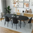 LeisureMod Tule Oval Mid-Century Wood Dining Table in Black