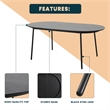 LeisureMod Tule Oval Mid-Century Wood Dining Table in Black