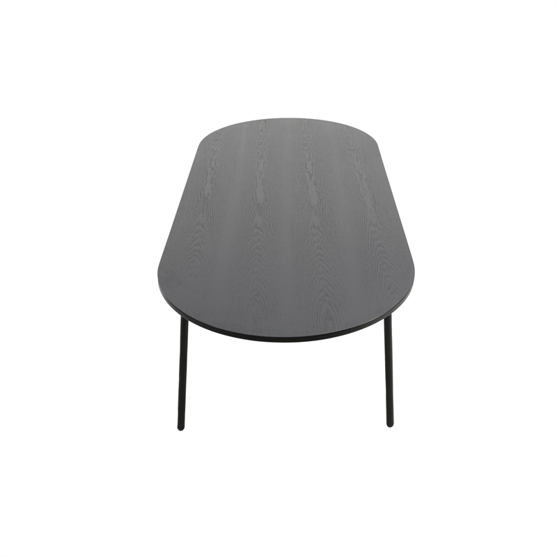 LeisureMod Tule Oval Mid-Century Wood Dining Table in Black