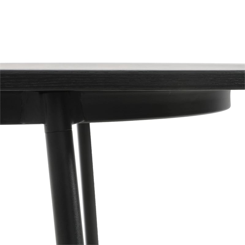 LeisureMod Tule Oval Mid-Century Wood Dining Table in Black