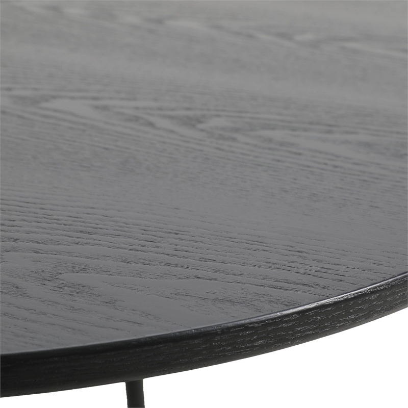 LeisureMod Tule Oval Mid-Century Wood Dining Table in Black