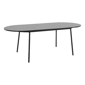 LeisureMod Tule Oval Mid-Century Wood Dining Table in Black