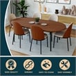 LeisureMod Tule Oval Mid-Century Wood Dining Table in Walnut