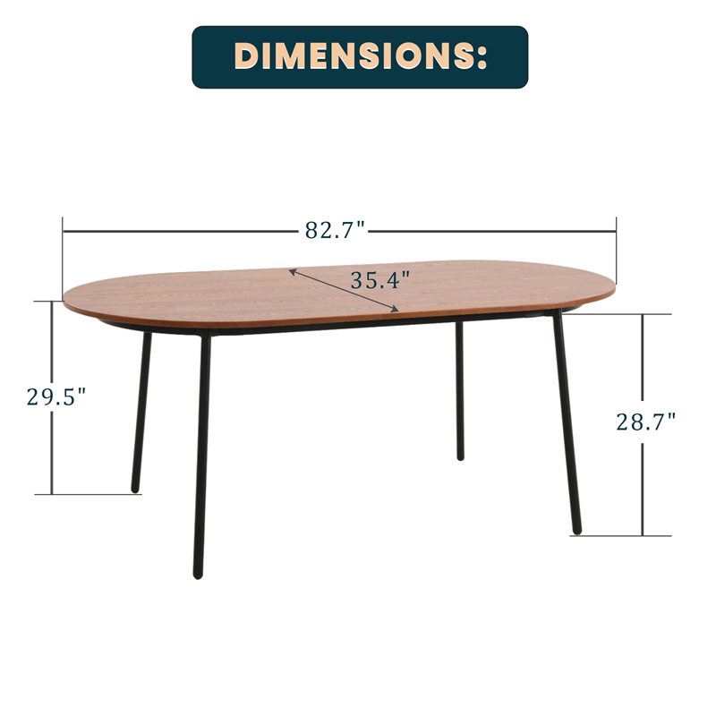 LeisureMod Tule Oval Mid-Century Wood Dining Table in Walnut