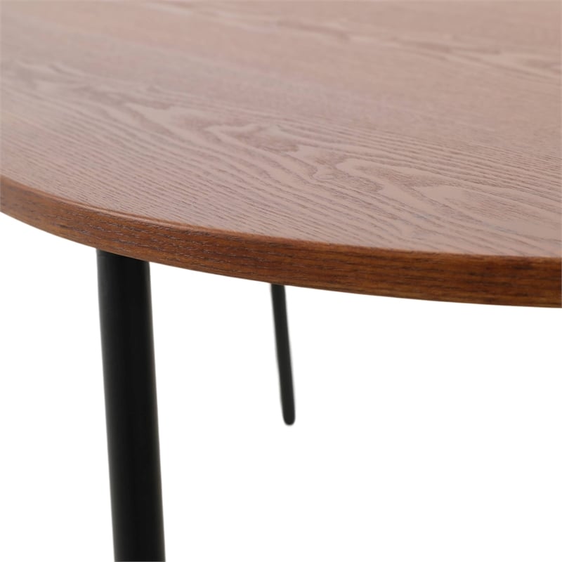 LeisureMod Tule Oval Mid-Century Wood Dining Table in Walnut