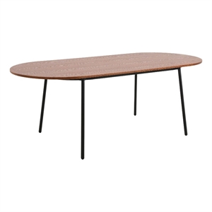 LeisureMod Tule Oval Mid-Century Wood Dining Table in Walnut