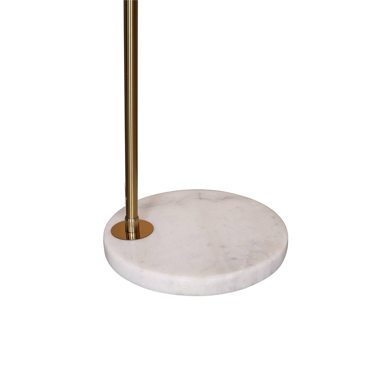 Leisuremod Arco Floor Lamp with White Marble Base and Metal Lamp Shade Gold