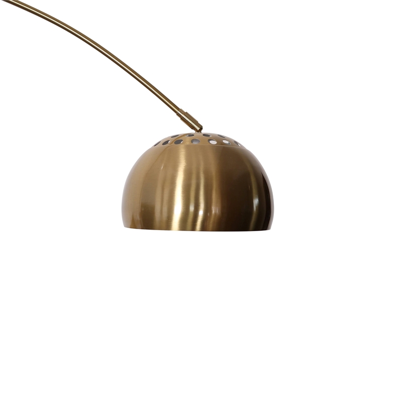 Leisuremod Arco Floor Lamp with White Marble Base and Metal Lamp Shade Gold