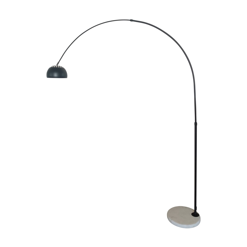 Leisuremod Arco Floor Lamp with White Marble Base and Metal Lamp Shade Black