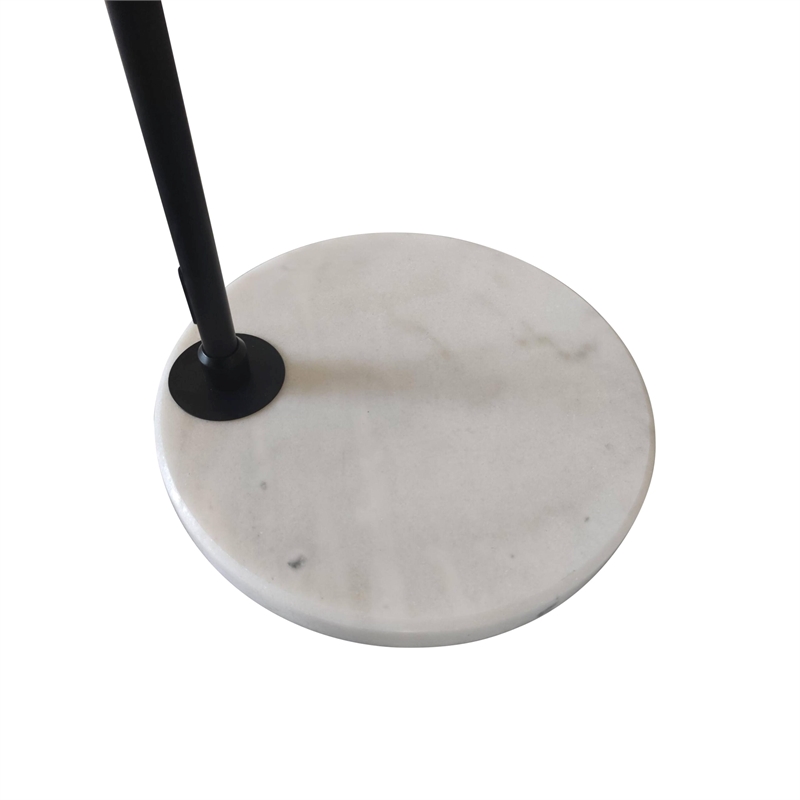 Leisuremod Arco Floor Lamp with White Marble Base and Metal Lamp Shade Black