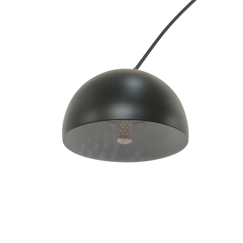 Leisuremod Arco Floor Lamp with White Marble Base and Metal Lamp Shade Black