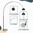 Leisuremod Arco Floor Lamp with White Marble Base and Metal Lamp Shade Black
