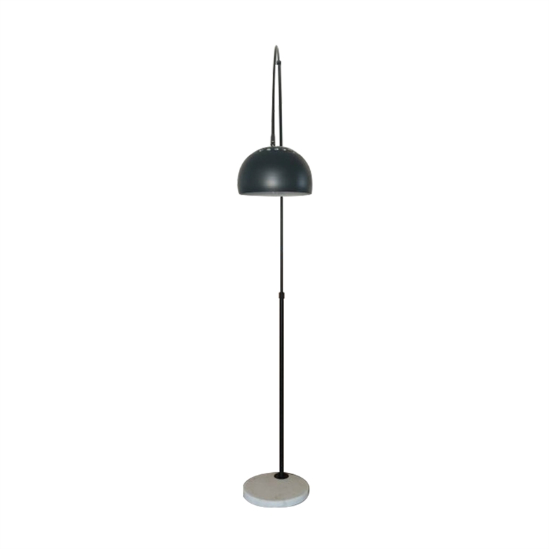 Leisuremod Arco Floor Lamp with White Marble Base and Metal Lamp Shade Black