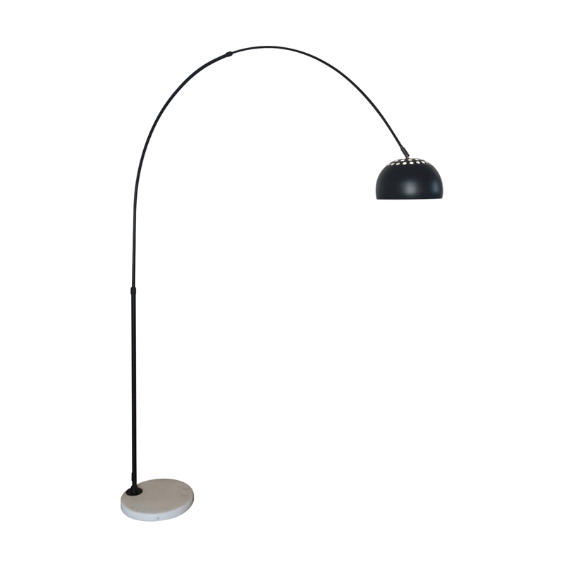 Leisuremod Arco Floor Lamp with White Marble Base and Metal Lamp Shade Black