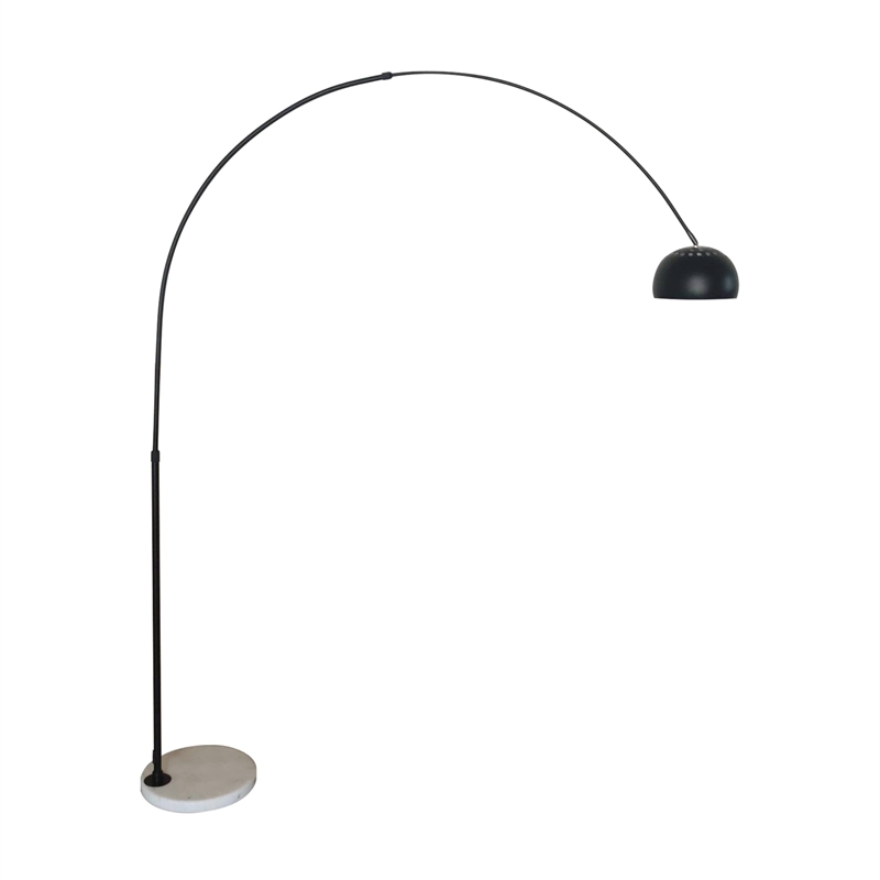 Leisuremod Arco Floor Lamp with White Marble Base and Metal Lamp Shade Black