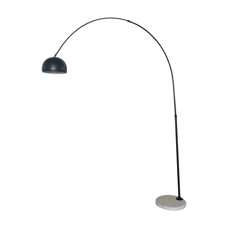Leisuremod Arco Floor Lamp with White Marble Base and Metal Lamp Shade Black