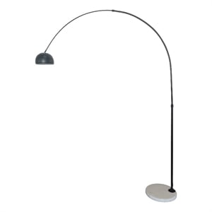 Leisuremod Arco Floor Lamp with White Marble Base and Metal Lamp Shade Black