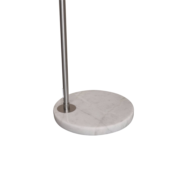 Leisuremod Arco Floor Lamp with White Marble Base and Metal Lamp Shade Silver