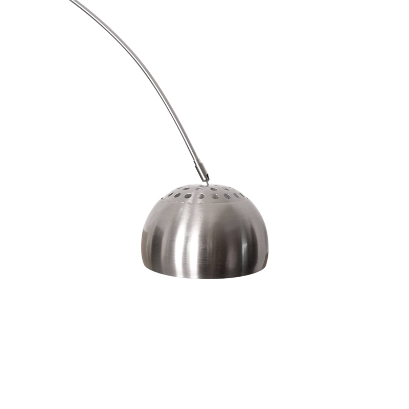 Leisuremod Arco Floor Lamp with White Marble Base and Metal Lamp Shade Silver