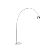 Leisuremod Arco Floor Lamp with White Marble Base and Metal Lamp Shade Silver