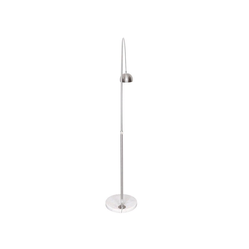 Leisuremod Arco Floor Lamp with White Marble Base and Metal Lamp Shade Silver