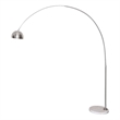 Leisuremod Arco Floor Lamp with White Marble Base and Metal Lamp Shade Silver