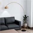 Leisuremod Arco Floor Lamp with Black Marble Base and Metal Lamp Shade Gold