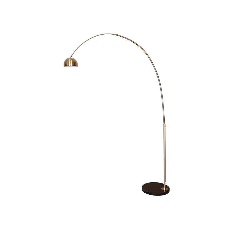 Leisuremod Arco Floor Lamp with Black Marble Base and Metal Lamp Shade Gold