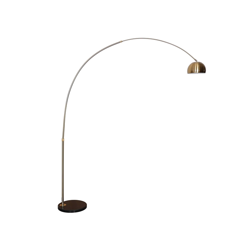 Leisuremod Arco Floor Lamp with Black Marble Base and Metal Lamp Shade Gold