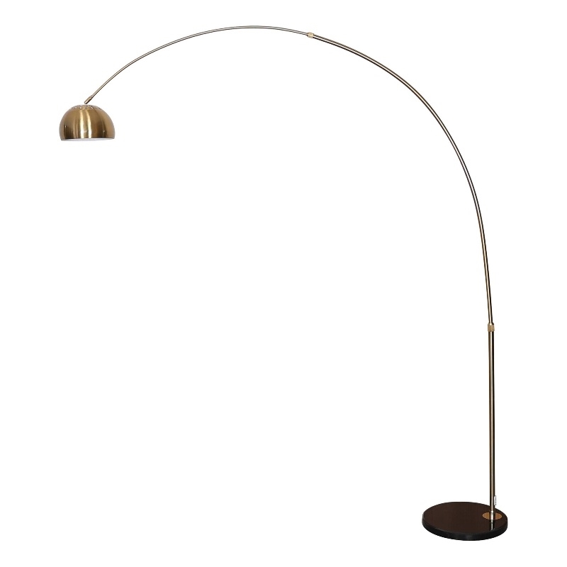 Leisuremod Arco Floor Lamp with Black Marble Base and Metal Lamp Shade Gold
