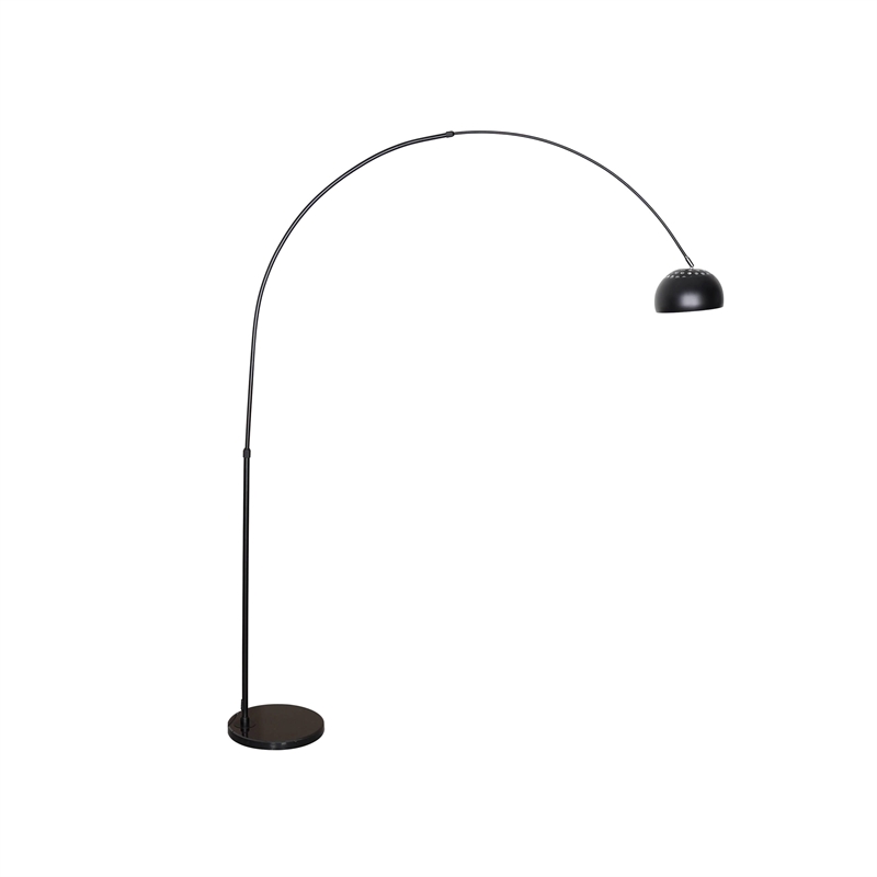 Leisuremod Arco Floor Lamp with Black Marble Base and Metal Lamp Shade Black