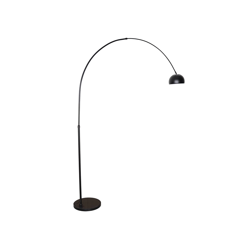 Leisuremod Arco Floor Lamp with Black Marble Base and Metal Lamp Shade Black