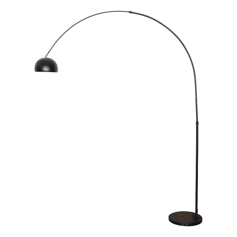 Leisuremod Arco Floor Lamp with Black Marble Base and Metal Lamp Shade Black
