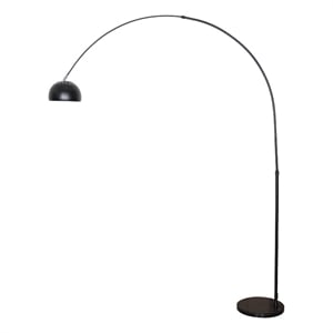 Leisuremod Arco Floor Lamp with Black Marble Base and Metal Lamp Shade Black