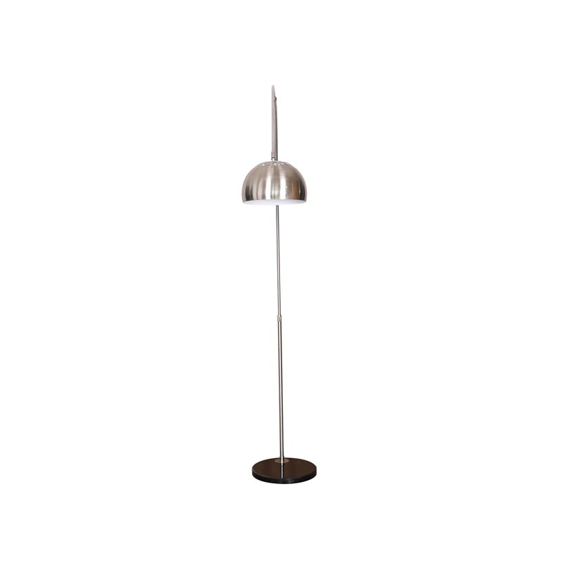 Leisuremod Arco Floor Lamp with Black Marble Base and Metal Lamp Shade Silver