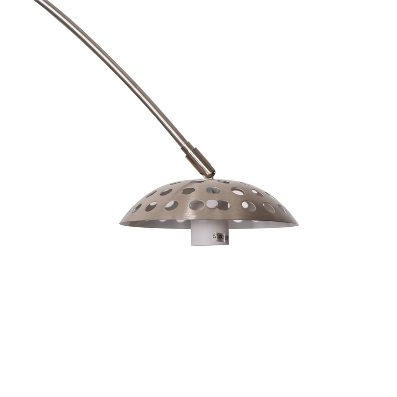 Leisuremod Arco Floor Lamp with Black Marble Base and Metal Lamp Shade Silver