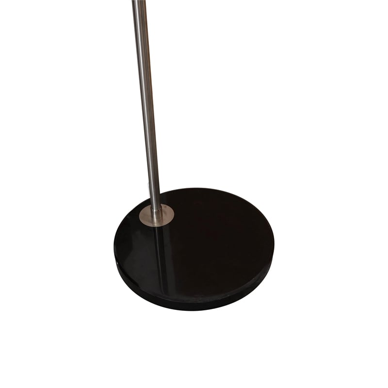 Leisuremod Arco Floor Lamp with Black Marble Base and Metal Lamp Shade Silver