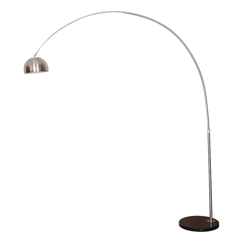 Leisuremod Arco Floor Lamp with Black Marble Base and Metal Lamp Shade Silver