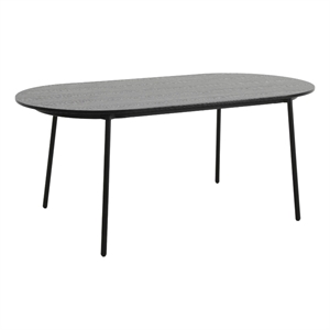 LeisureMod Tule 71&quot Oval Dining Table with Wood Top and Steel Legs Black
